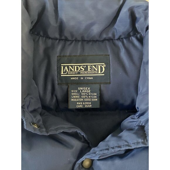 Lands’ End Goose Down Unisex Puffer Vest Large Navy - Picture 3 of 4